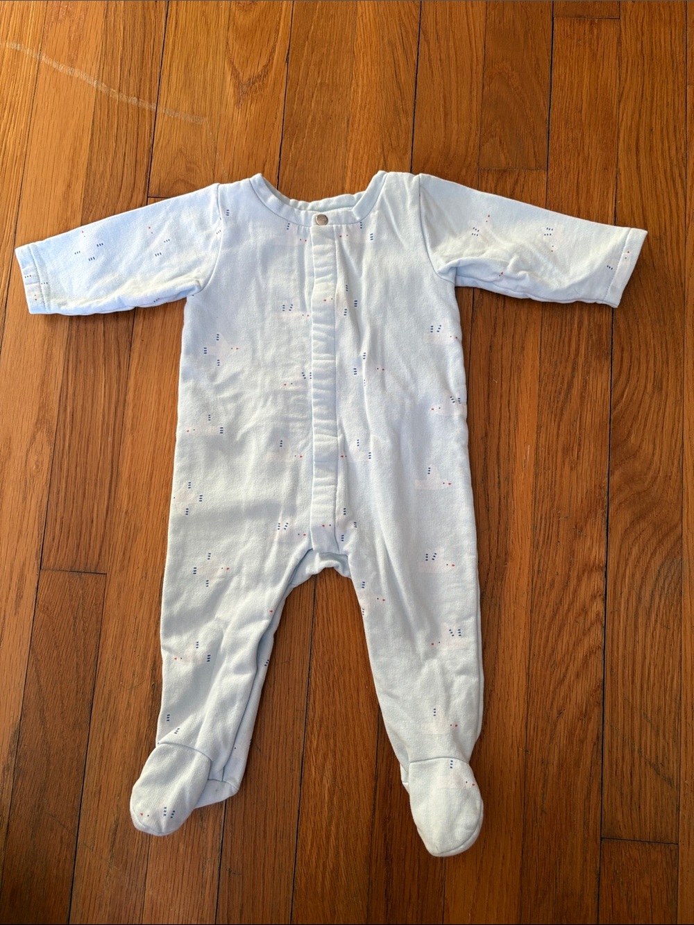 Jacadi Light Blue Footed One-Piece with seagull Print